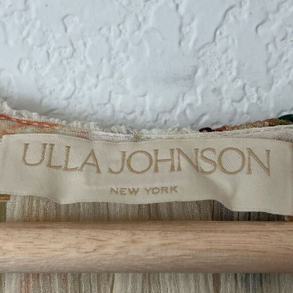 Ulla Johnson Ivory Aubora Zina Crinkle Chiffon Ruffle Mini Dress Women's Size 2 - Picture 9 of 10